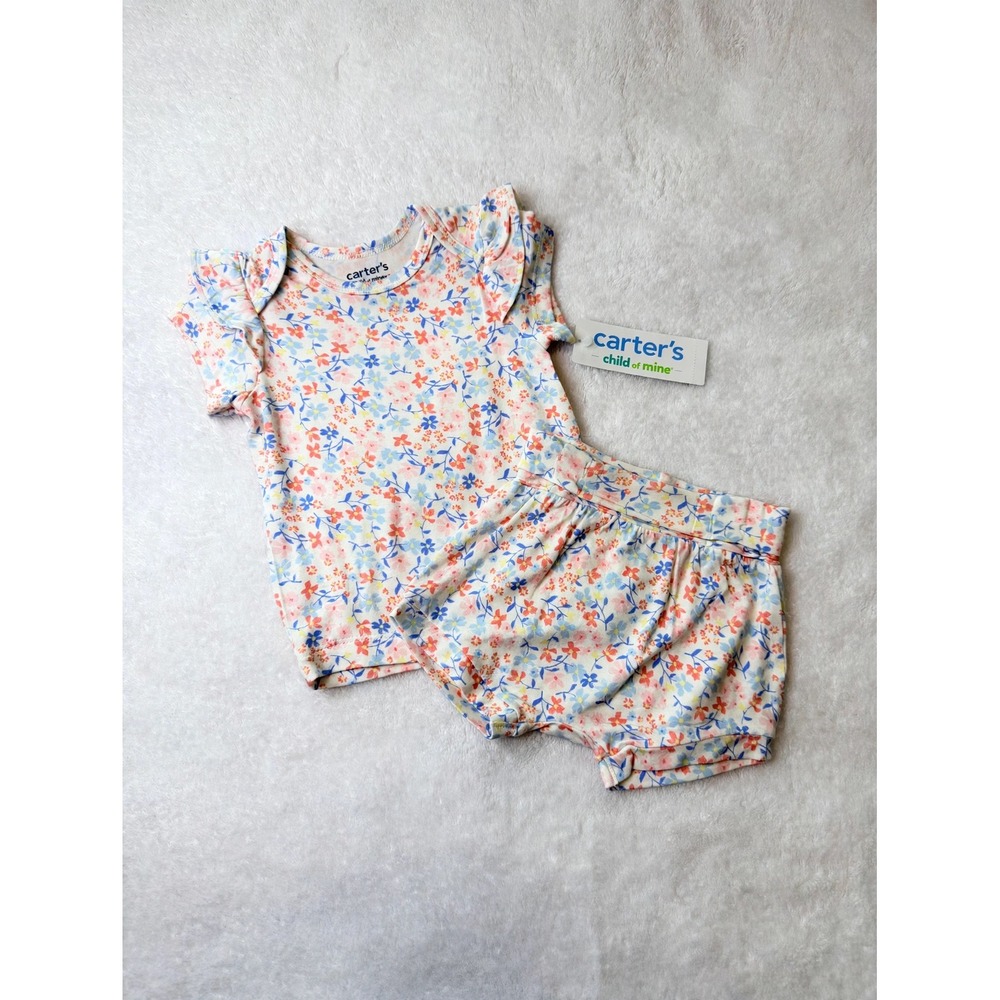 Carters Child of Mine Newborn Floral Ruffle Top and Bloomer 2 Piece Set NWT